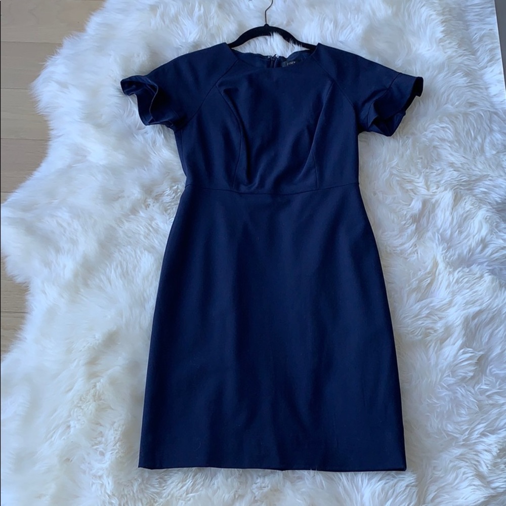 J Crew Petite ruffle-sleeve sheath dress